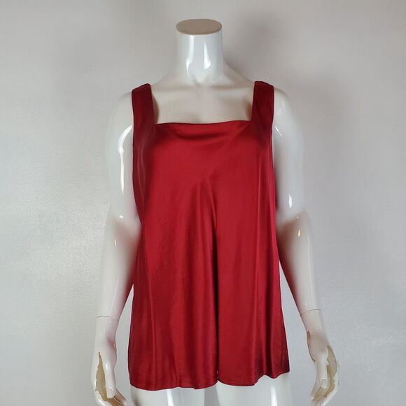 Vintage 90's Nordstrom Plus Size Maroon Silk Tank - Picture 1 of 5